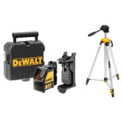 Линеен лазерен нивелир DeWALT DW088K червен с два лъча и подарък тринога